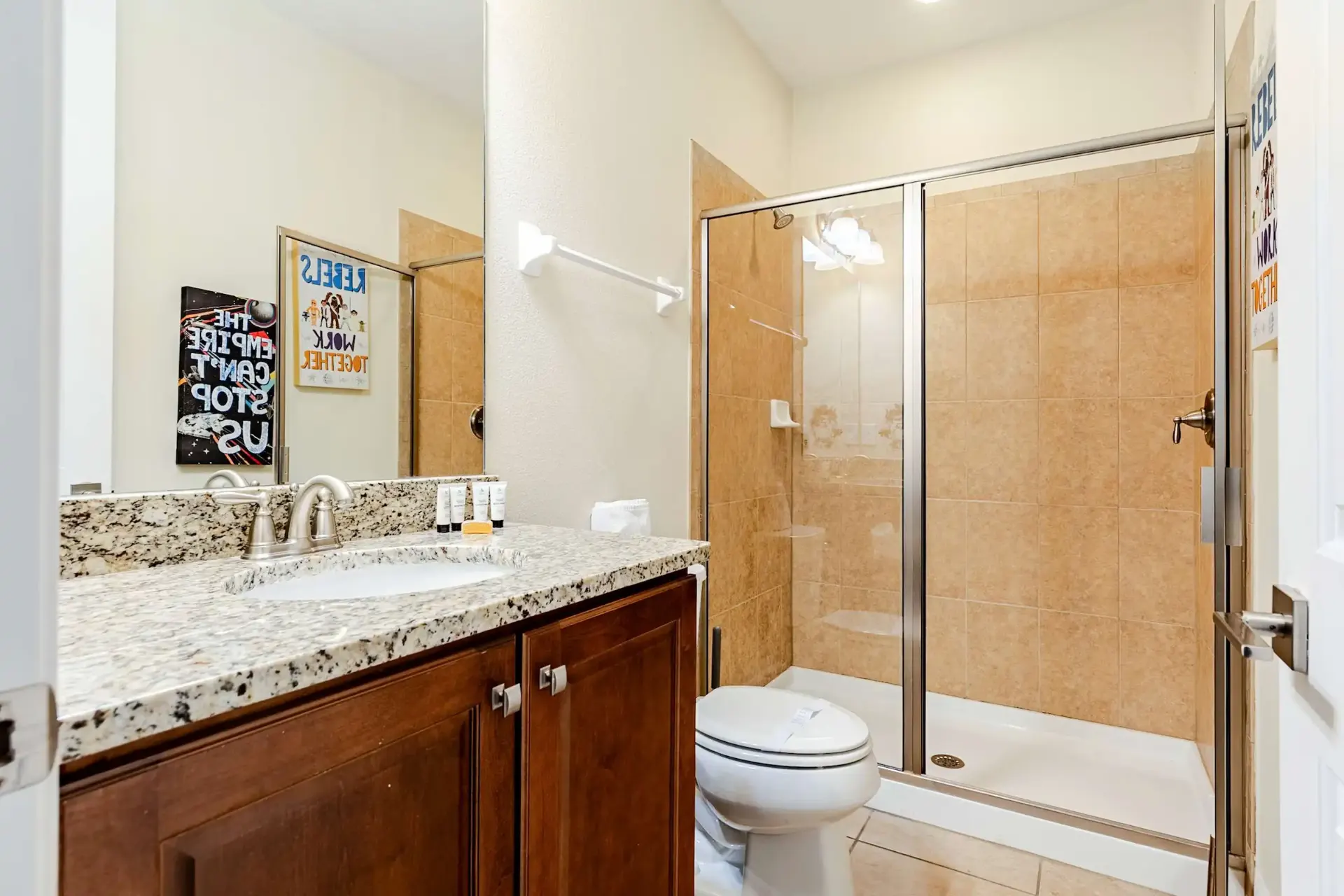 Themed shower and toilet bathroom