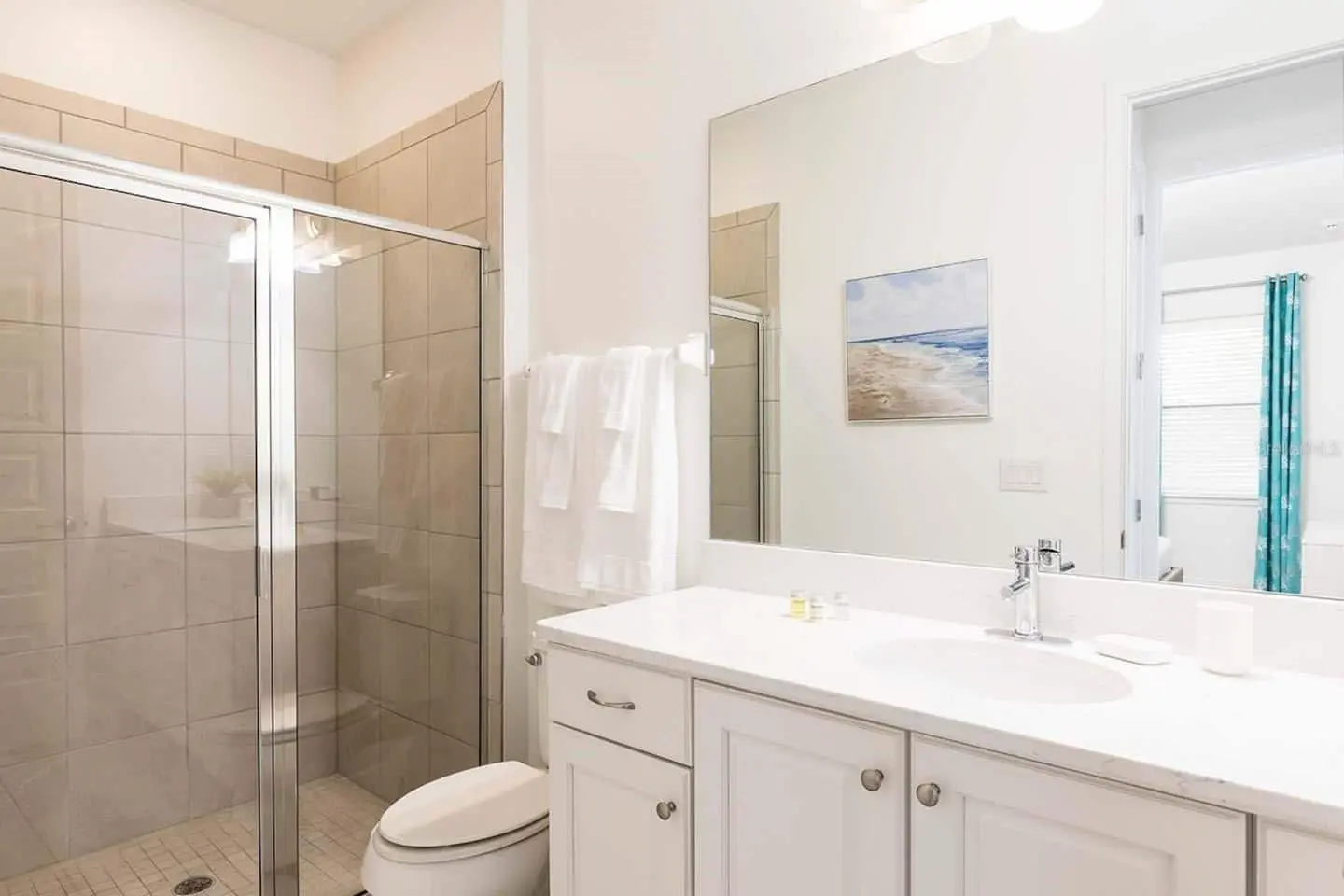 Modern bathroom with vanity and shower