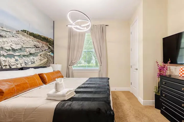 wellness retreat bedroom monaco marina mural king bed orlando